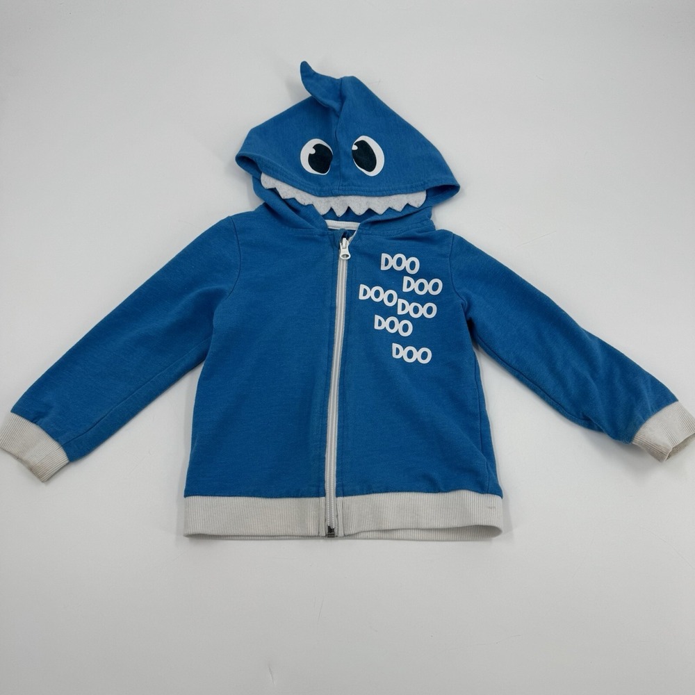 Baby Shark Jacket Boys 3T Blue Nickelodeon Doo Doo Long Sleeve Full Zip Pinkfong